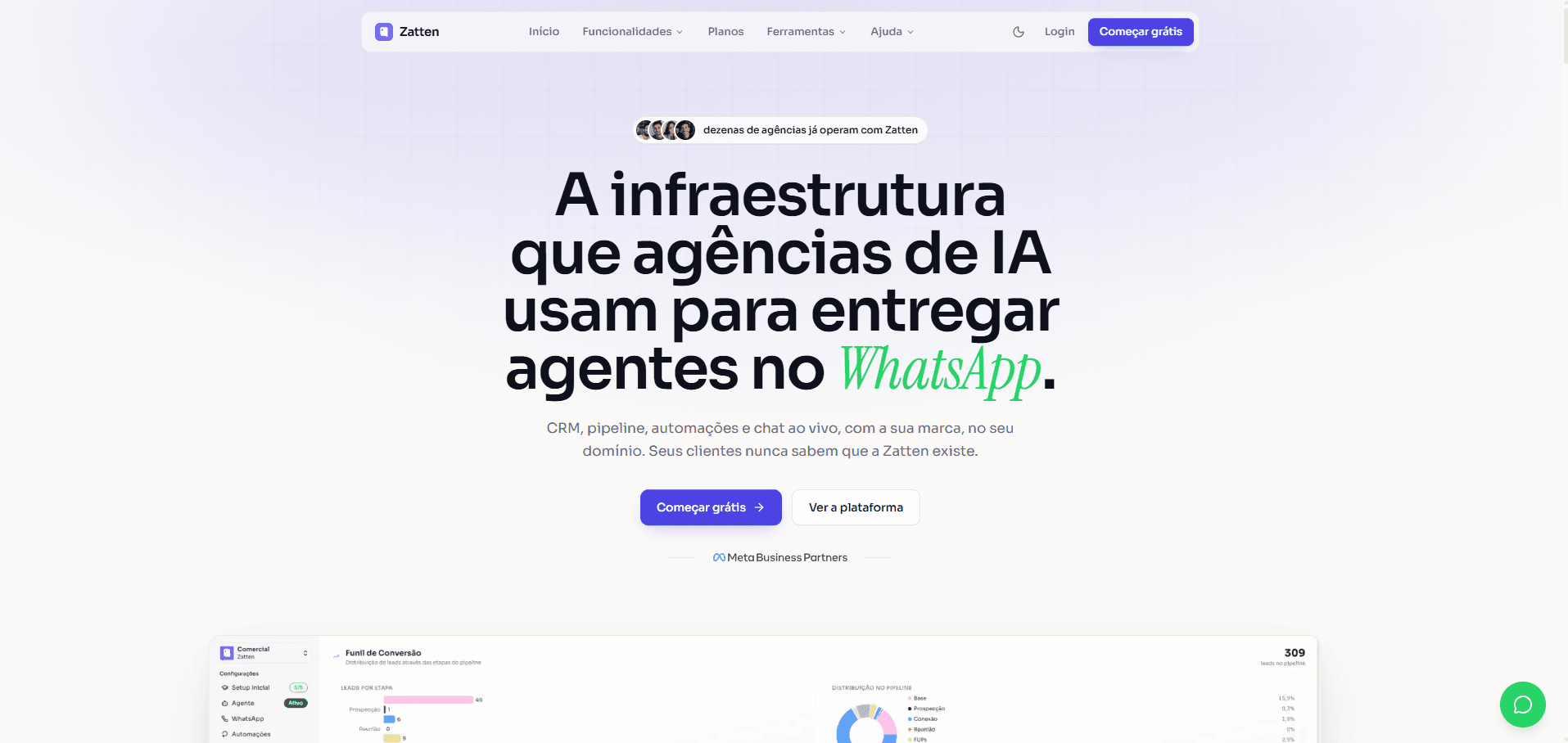 Prévia da plataforma Zatten