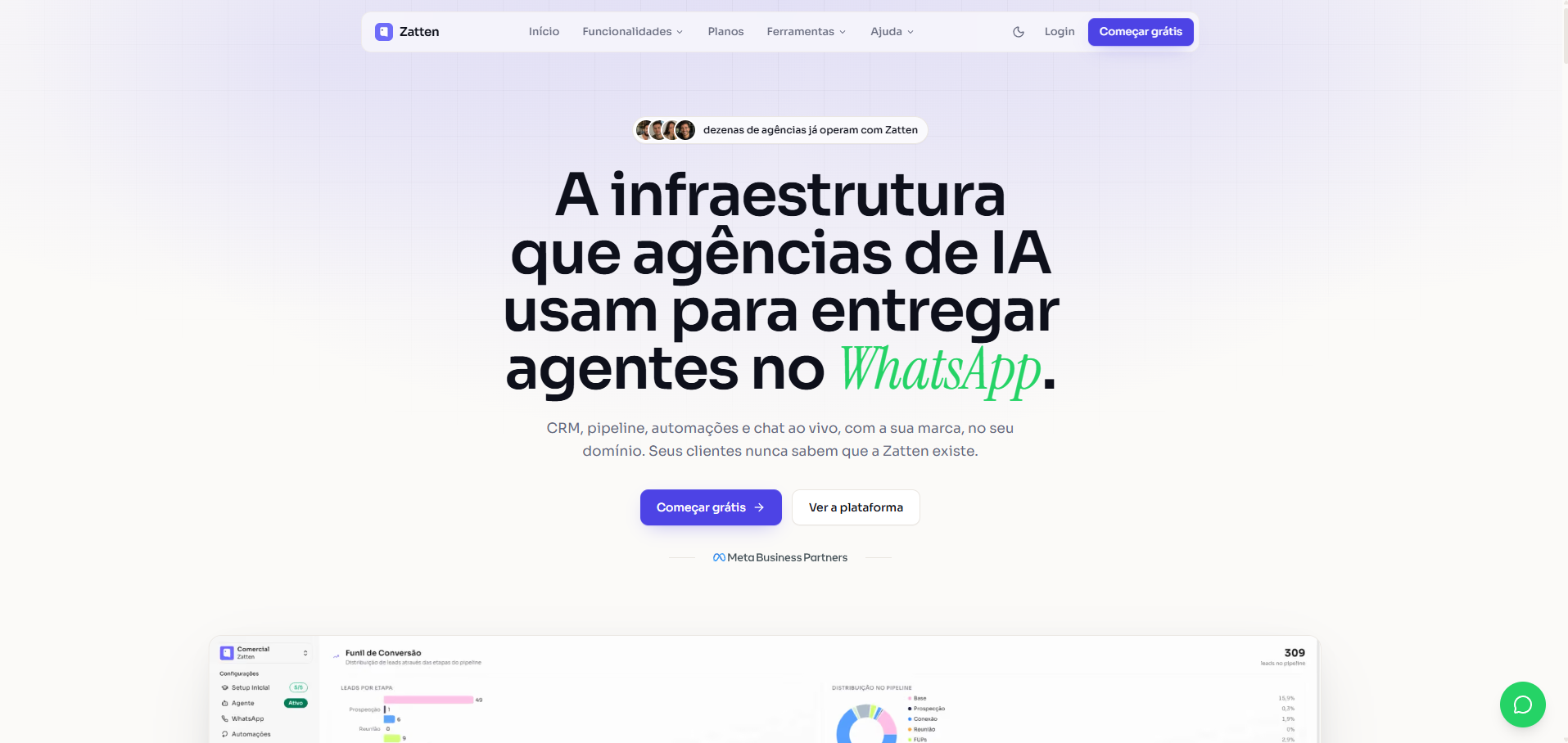 Prévia da plataforma Zatten